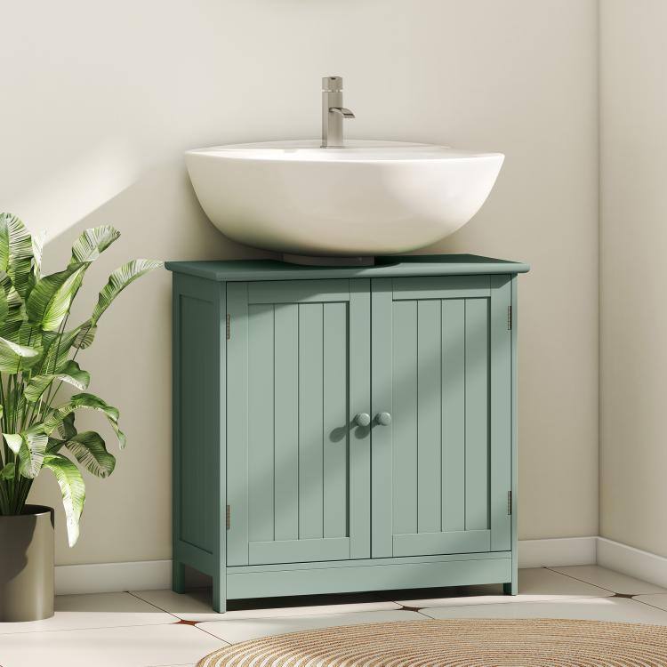 Alt View 1. PULUZ - Bathroom Vanity Cabinet, Under Sink Bathroom Cabinet with 2 Doors and Adjustable Shelf - Dark Green.
