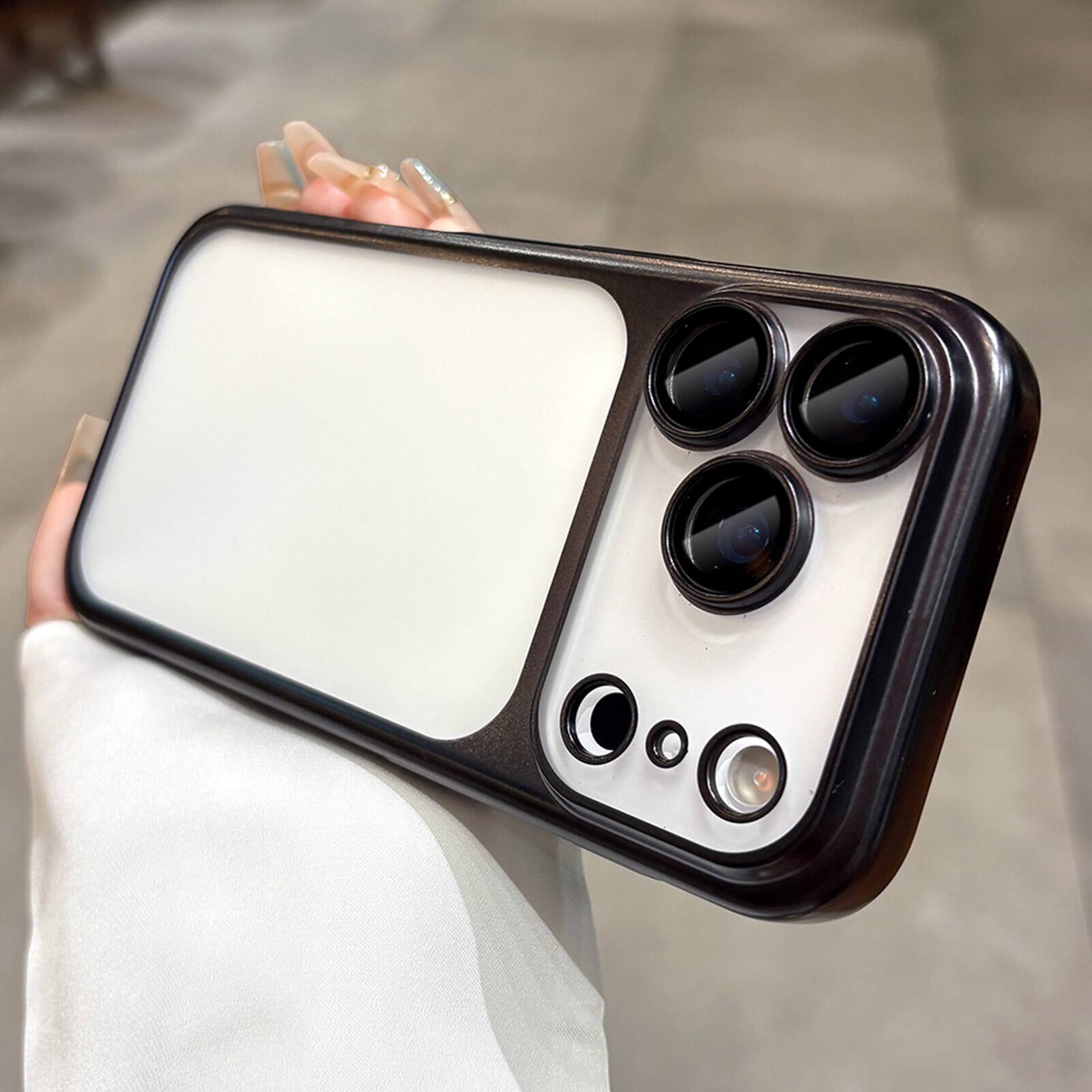 Left. Dteck - For iPhone 17 Pro Max Luxury Matte Semi-Transparent Full Camera Protection Ultra-Slim Shockproof Electroplated Case - Blue.