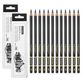 Unique Bargains - 24pcs 14B Sketch Pencils Professional Graphite Wood Break-Resistant for Artists Beginners Shading Doodling - Black