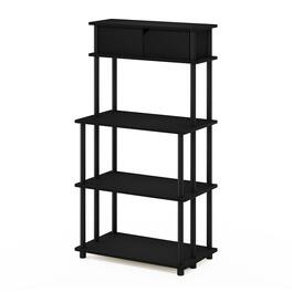 Furinno - Turn-N-Tube Toolless Kitchen Storage Shelf with Top Cabinet - Americano/Black