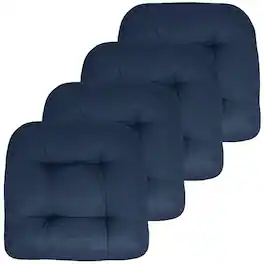 Sweet Home Collection - Patio Cushions Indoor/Outdoor Chair Pads Tufted 19" x 19", 4-Pack - Navy
