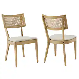 Caledonia Fabric Upholstered Wood Dining Chair Set of 2 by Modway - Brown