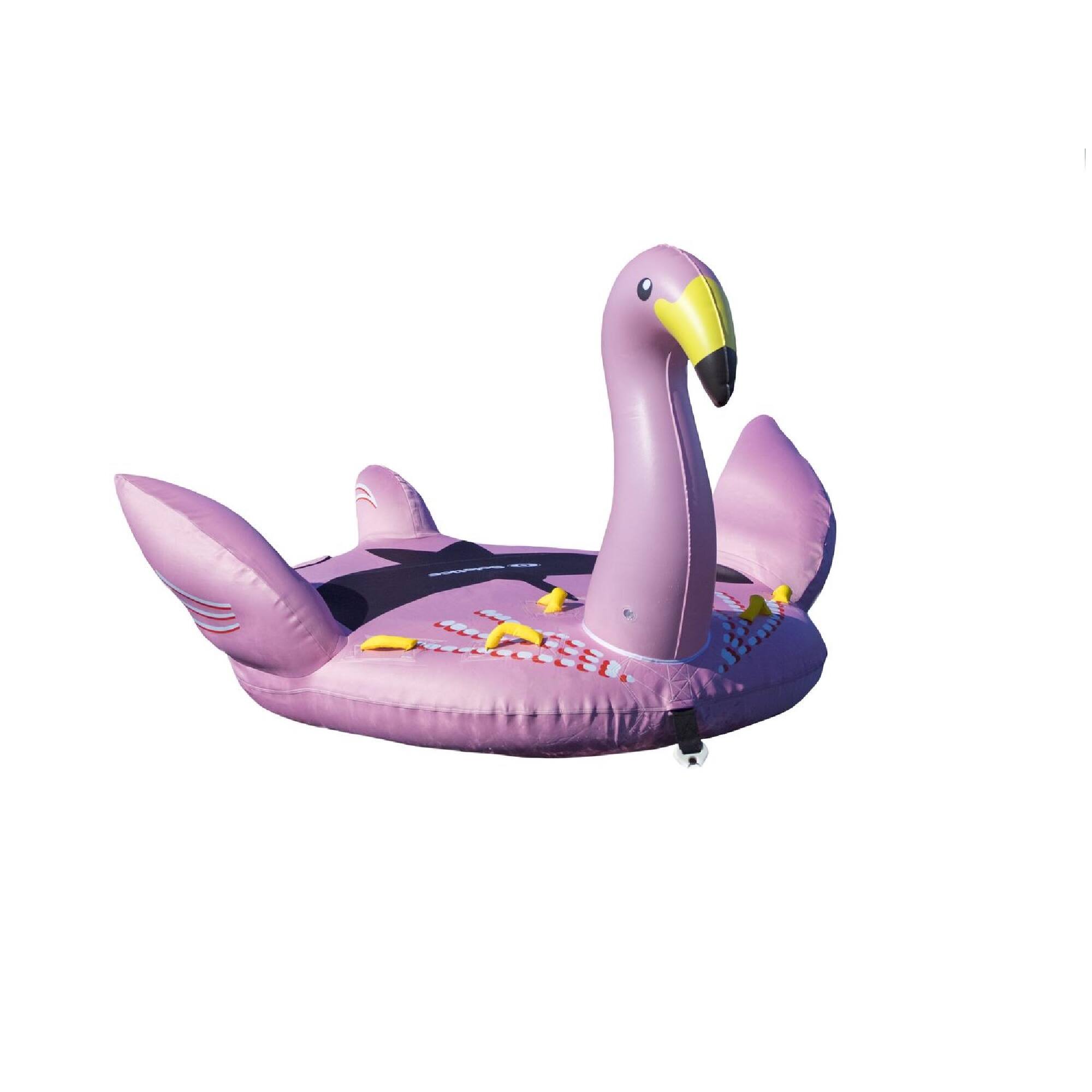 Front. Swim Central - Inflatable Lay On Towable Flamingo Float - 82" - Pink and Yellow - Pink.