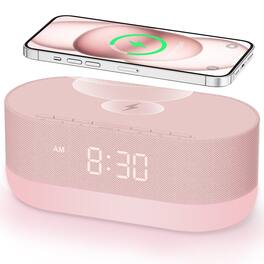 Dazzed Corner - Alarm Clock with Wireless Charger, Sound Machine with Dual Speakers - Pink