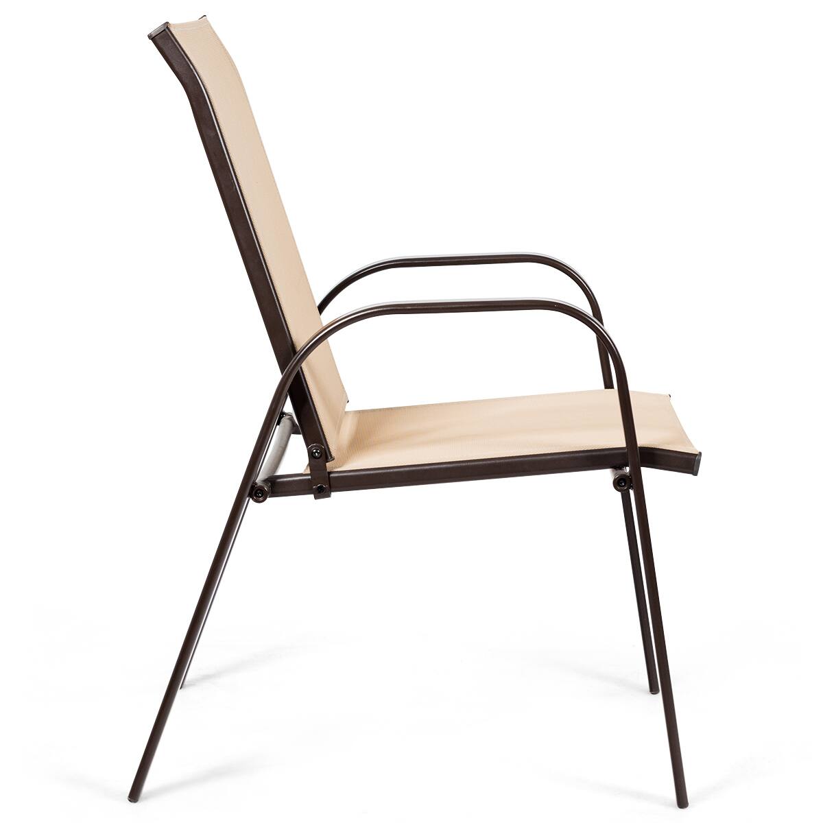 Alt View 10. Costway - Costway 2PCS Patio Chairs Dining Chair Deck Yard W/Armrest - Beige.