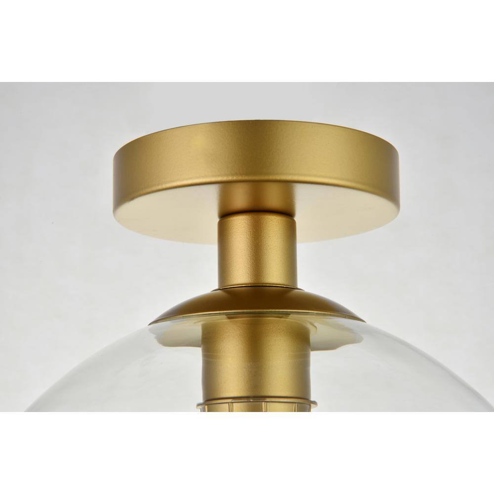 Left. Living District - Baxter 1 Light Brass Flush Mount With Clear Glass - Brass And Clear.
