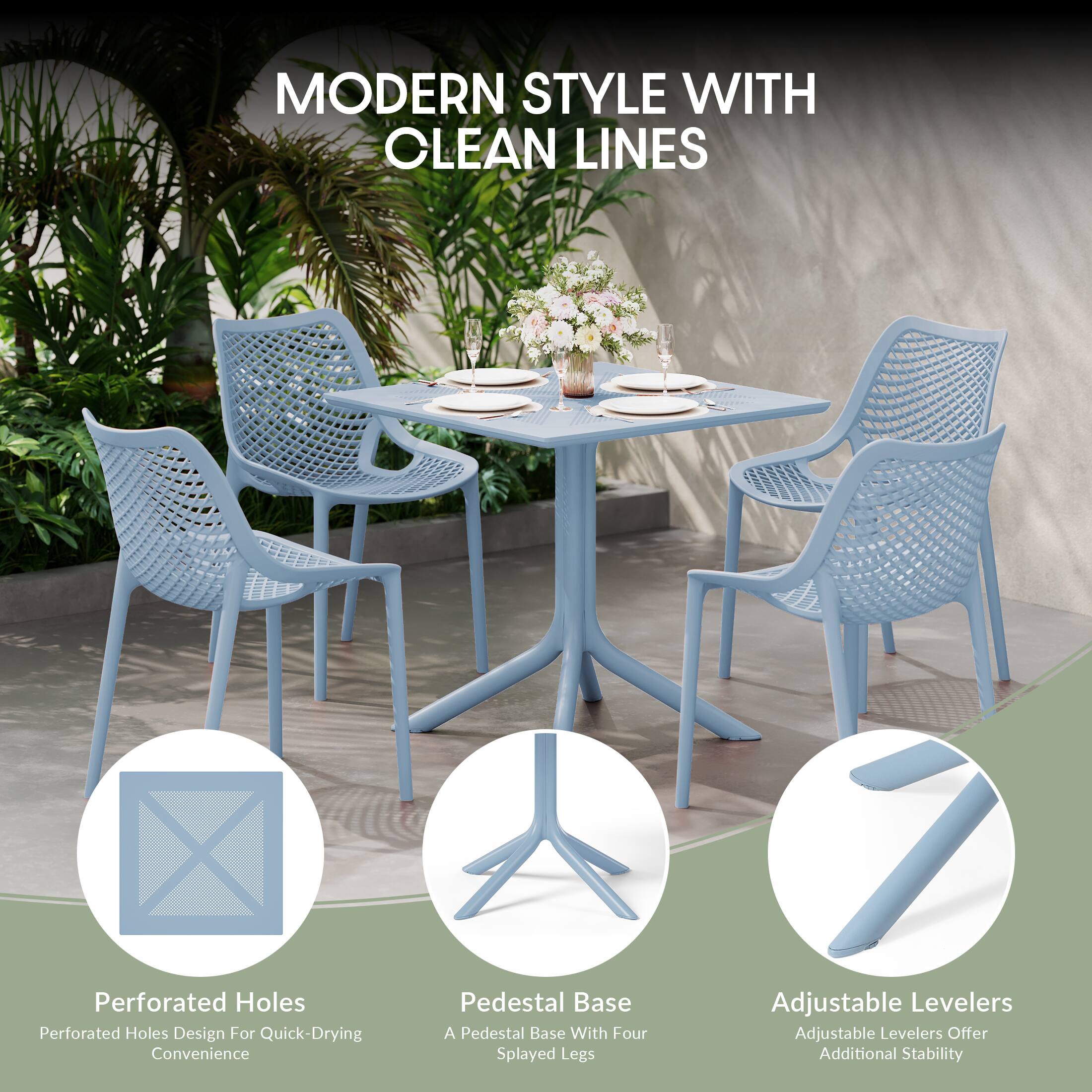 MODERN STYLE WITH CLEAN LINES

- Perforated Holes
  - Perforated Holes Design For Quick-Drying Convenience

- Pedestal Base
  - A Pedestal Base With Four Splayed Legs

- Adjustable Levelers
  - Adjustable Levelers Offer Additional Stability