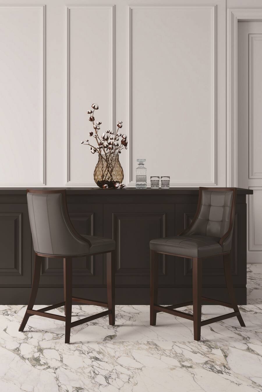 Poop Aba Manhattan Comfort Fifth Avenue Traditional Wood Upholstered Counter ...