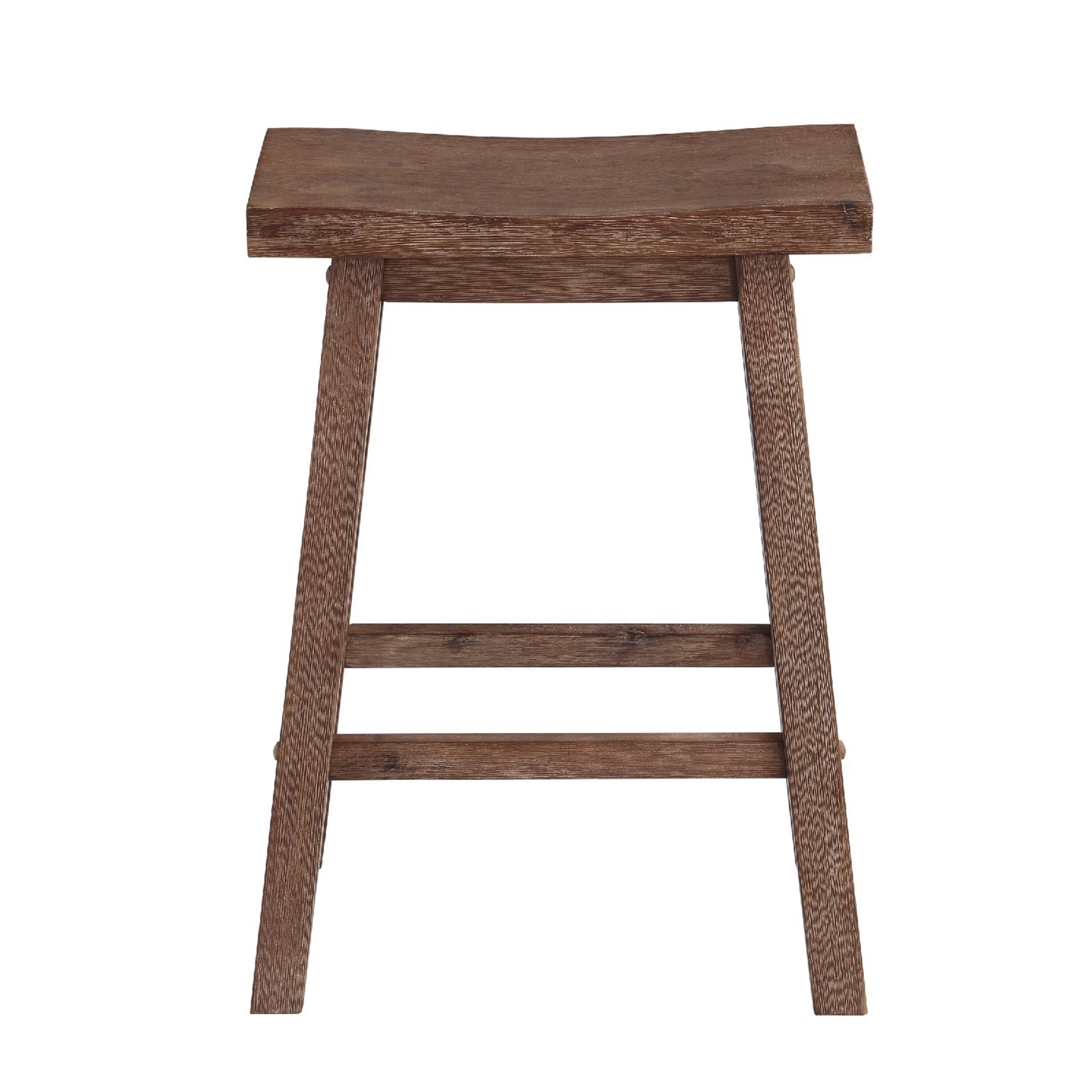 Alt View 1. Manhattan Lane - Wooden Frame Saddle Seat Counter Height Stool with Angled Legs - Brown.