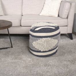 GOODSILO - Handcrafted Fabric Cylindrical Pouf with Stylish Design and Durable Construction - Dark Blue