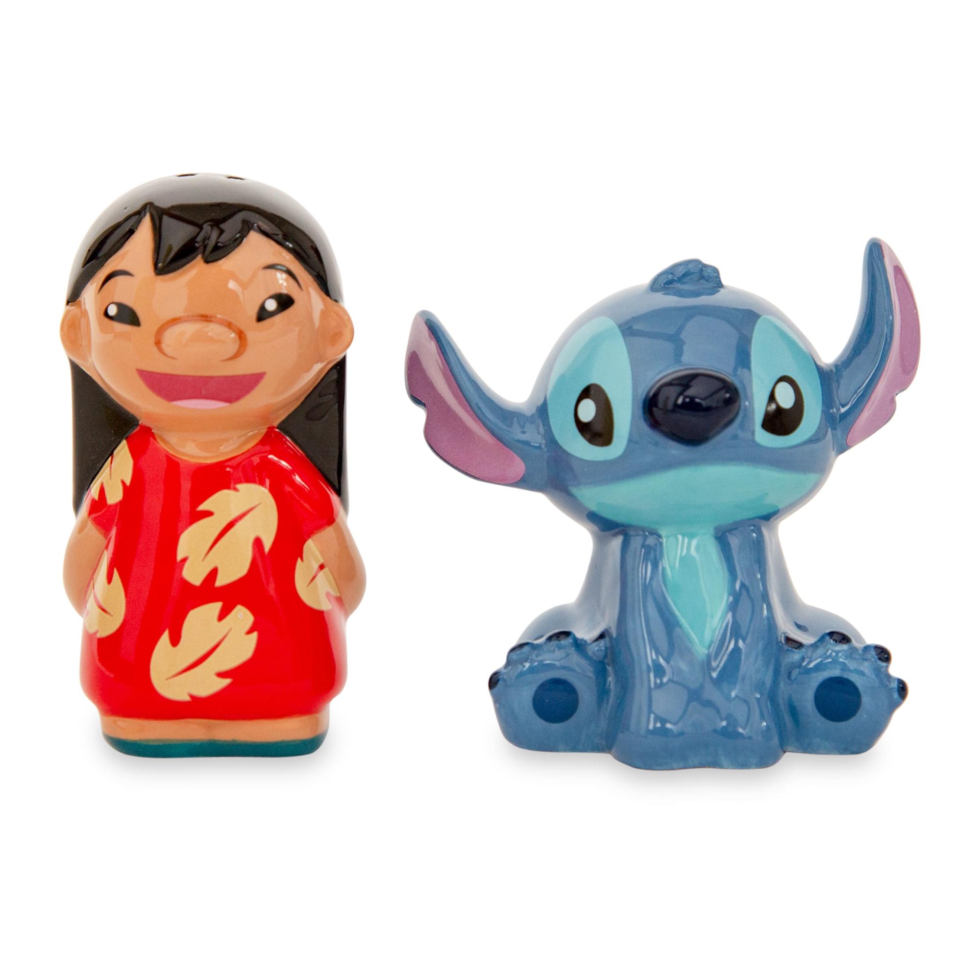 Front. Silver Buffalo - Disney Lilo & Stitch Ceramic Salt and Pepper Shakers | Set of 2 - Blue.