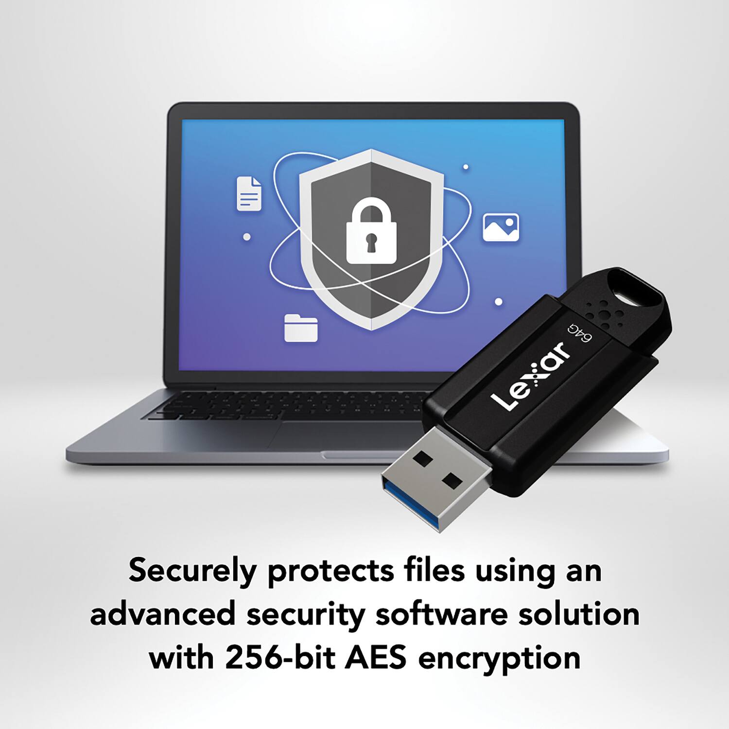 64GB Lexar USB Drive

Securely protects files using an advanced security software solution with 256-bit AES encryption