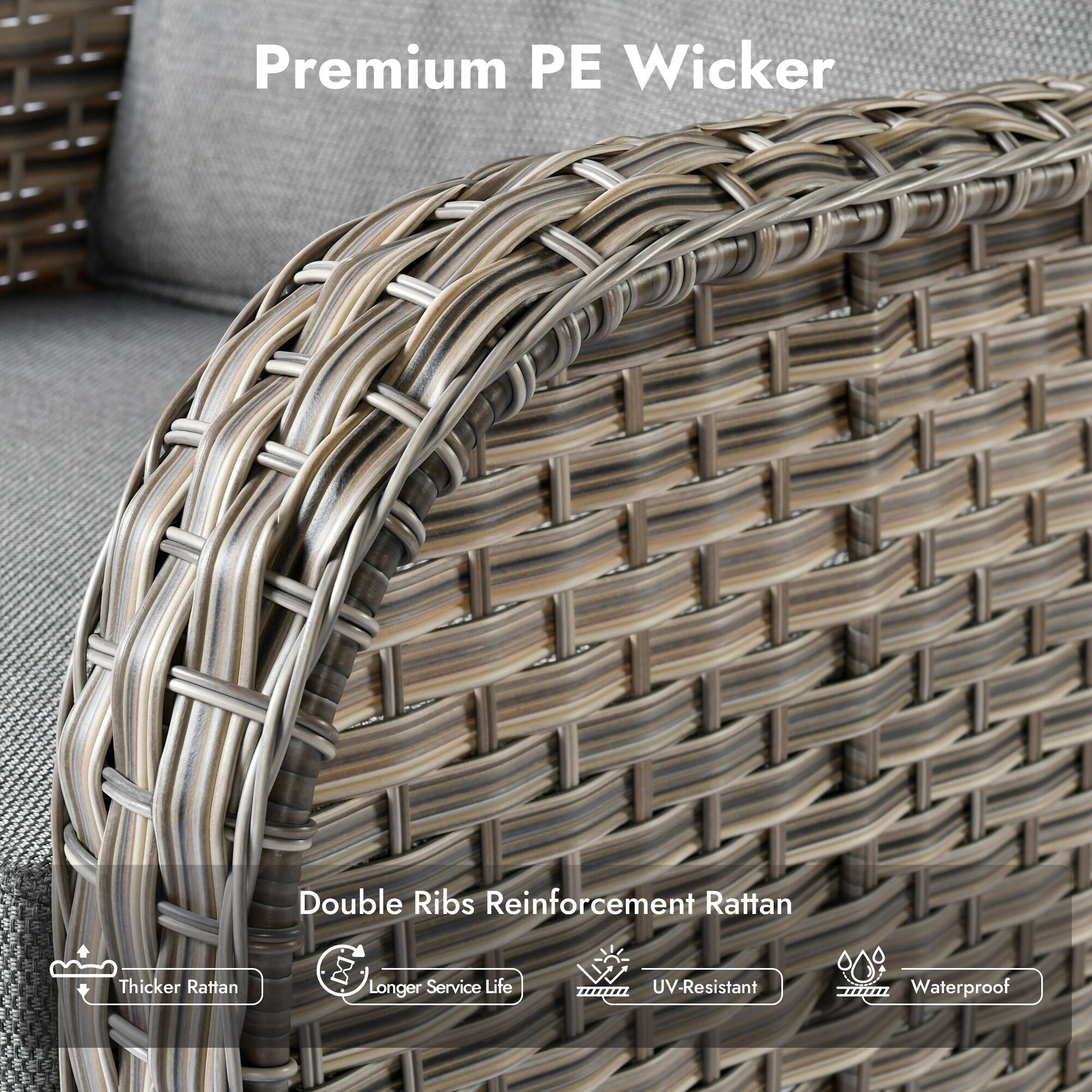 Premium PE Wicker

Double Ribs Reinforcement Rattan

- Thicker Rattan
- Longer Service Life
- UV-Resistant
- Waterproof