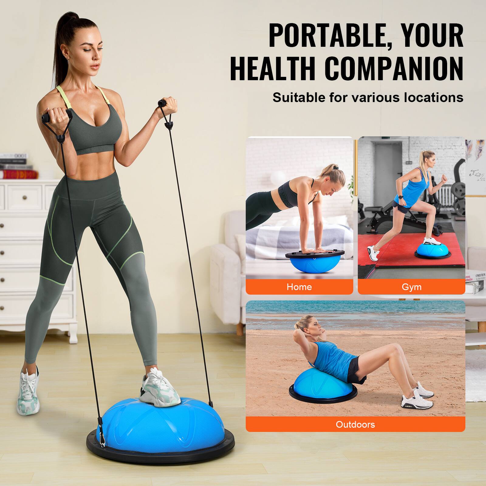 PORTABLE, YOUR HEALTH COMPANION Suitable for various locations

Home
Gym
Outdoors