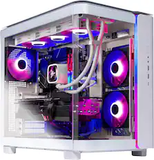 Front. Skytech Gaming - King 95 Gaming PC - AMD Ryzen 7 9700X - 16GB Memory - NVIDIA GeForce RTX 5070 - 1TB NVMe SSD - White.