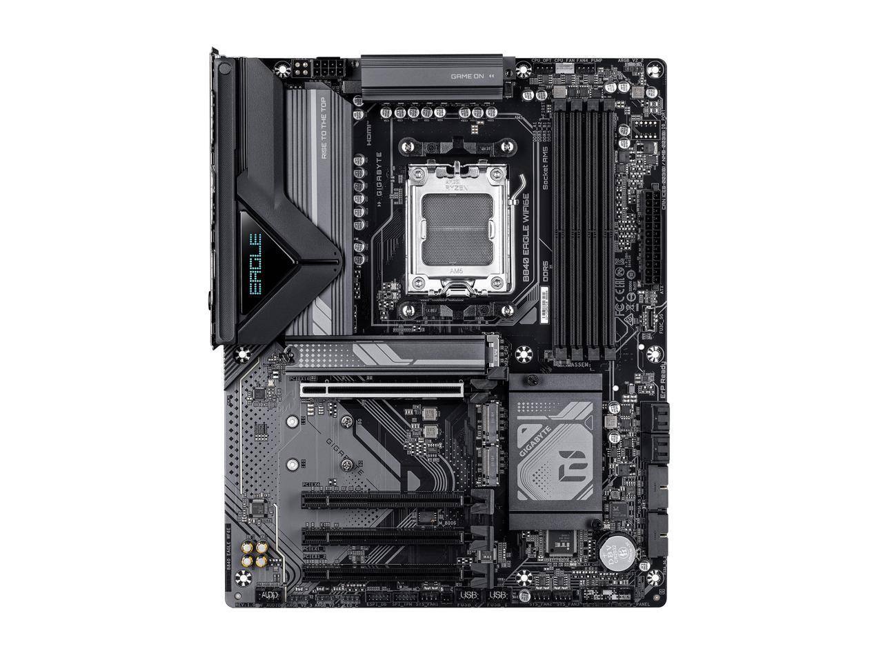 GAME ON  
EAGLE  
TOP THE TO RISE T  
-11  
HDMI GIGABYTE  
AMS  
VIII WIFIGE EAGLE B840  
AMS Socket DORS  
FCCERLOG ~~  
2  
FUJC_56  
Ready ErP  
GIGABYTE  
AUDIO  
USB  
USB