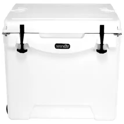 Front. SereneLife - SereneLife 75-Quart Heavy-Duty Portable Cooler Box – Holds 63 Cans, 2L Bottles Upright – 5-Day Ice Retention - White.