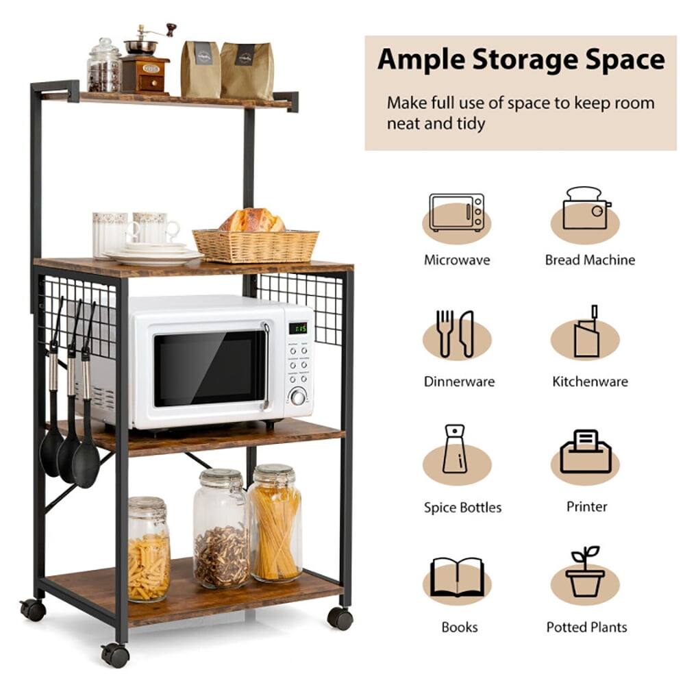 Ample Storage Space  
Make full use of space to keep room neat and tidy  

- Microwave  
- Bread Machine  
- Dinnerware  
- Kitchenware  
- Spice Bottles  
- Printer  
- Books  
- Potted Plants