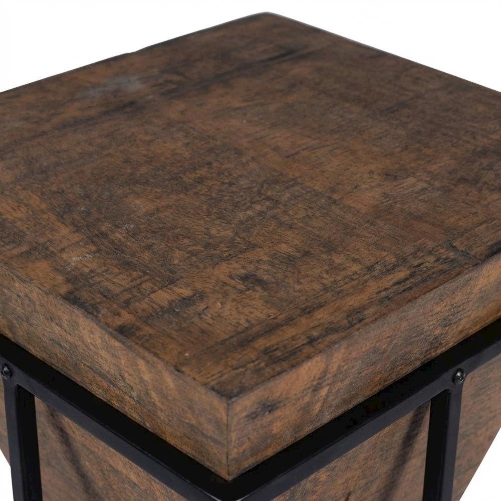 Alt View 2. Starlight Canyon Home - Triangular Wood Accent Table, Modern Contemporary Side Table for Living Room - Dark Brown.