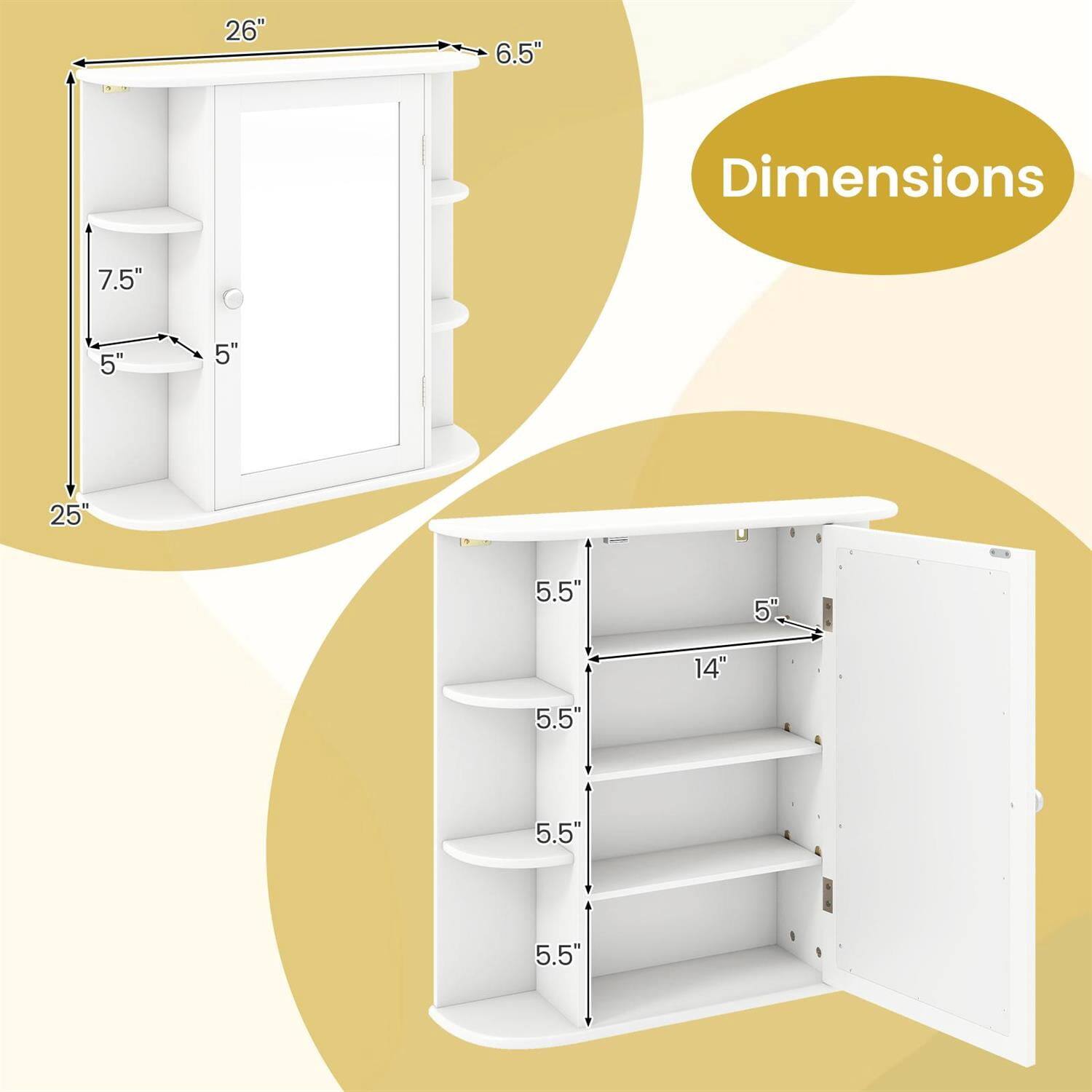 Dimensions:  
26" x 6.5" x 25"  
7.5" x 5" x 5"  
14" x 5.5" x 5.5" x 5.5" x 5.5"