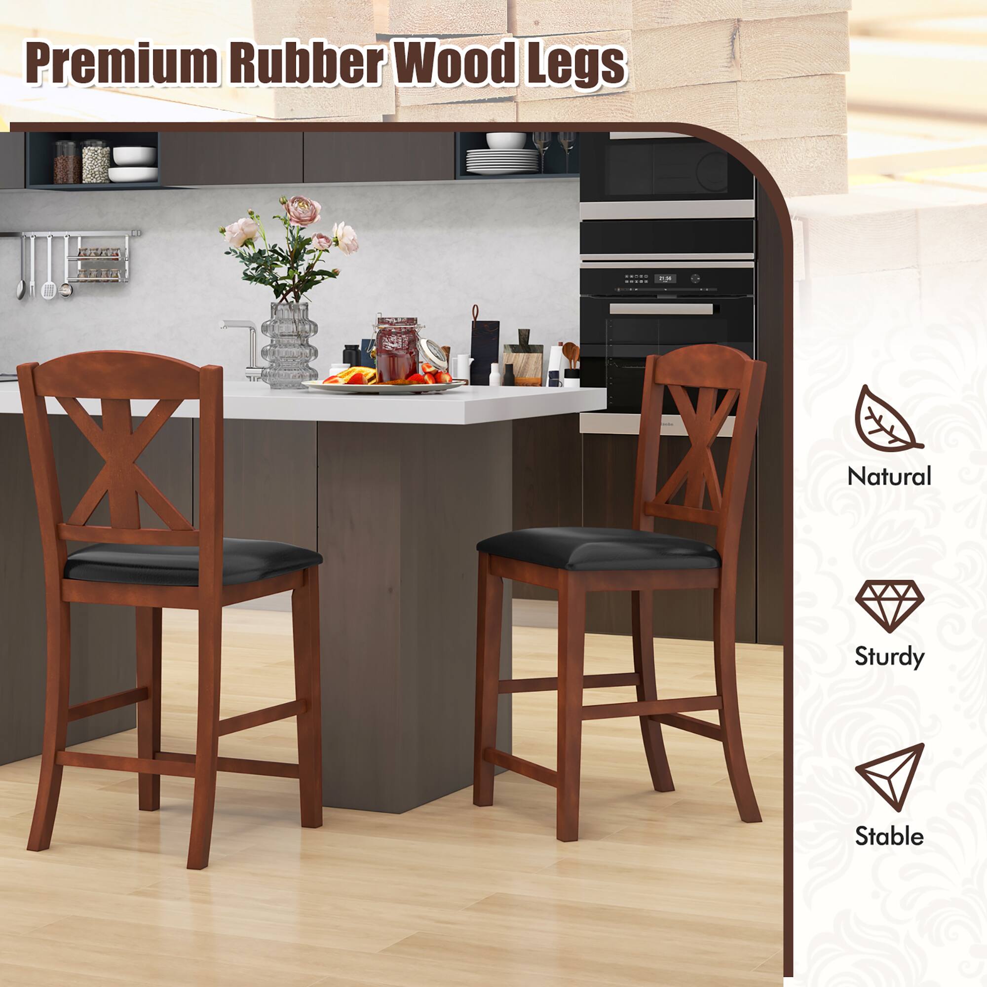Premium Rubber Wood Legs - Natural, Sturdy, Stable