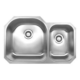 Whitehaus - Noah's Collection Brushed Stainless Steel Double Bowl Undermount Sink - Silver