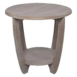 COZAYH - Rustic Farmhouse Wooden End Table with Storage Shelf, Finish - Vintage Grey