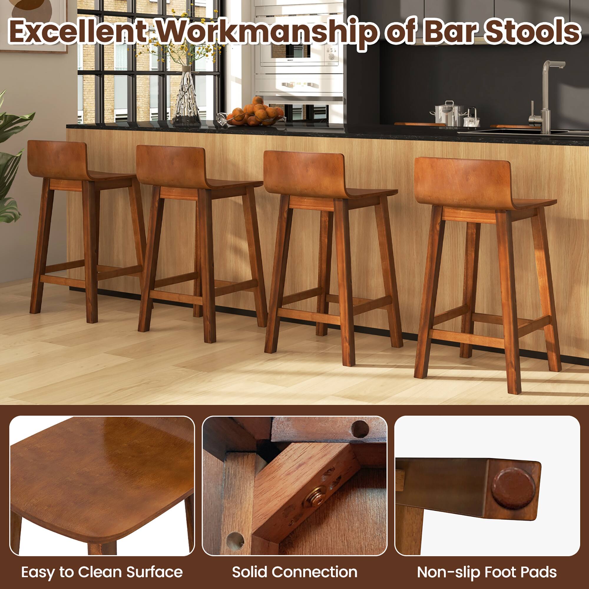 Excellent Workmanship of Bar Stools

Easy to Clean Surface
Solid Connection
Non-slip Foot Pads