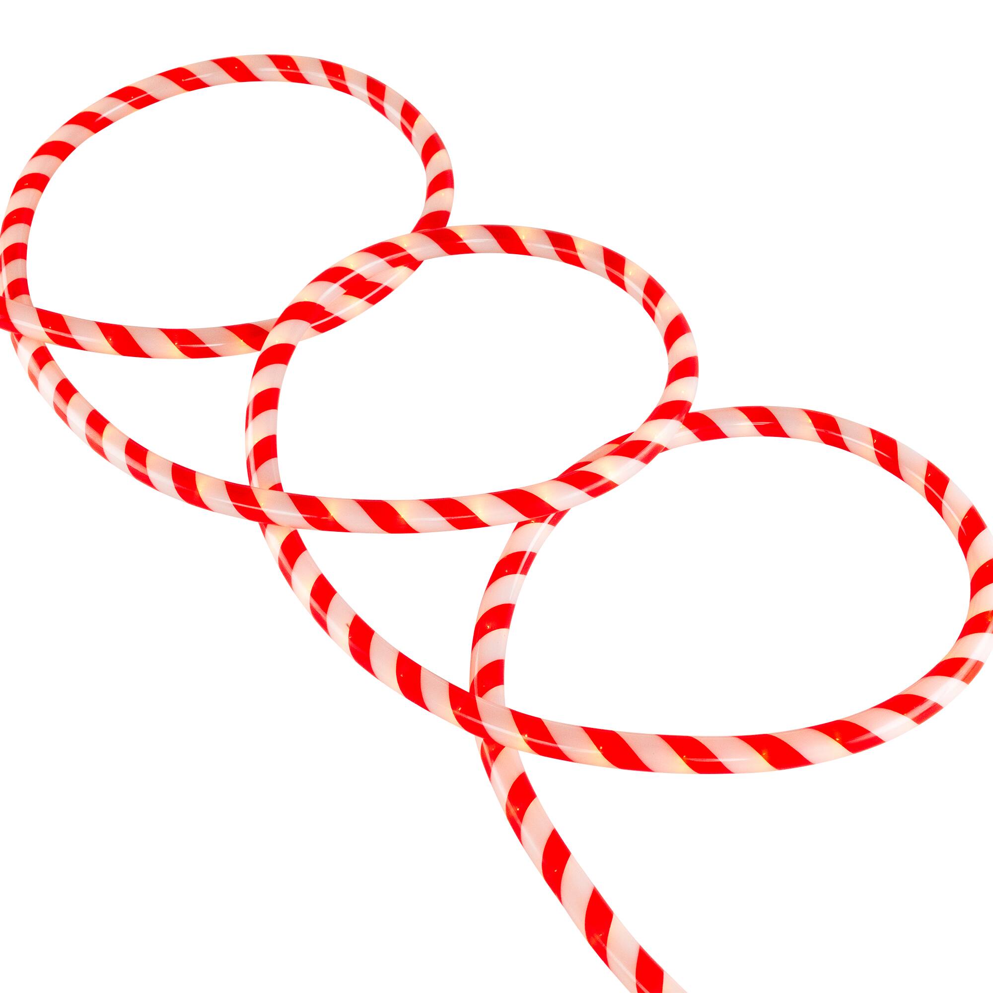 Alt View 1. Northlight - Striped Candy Cane Christmas Rope Lights - Red and White - 18' - Red.