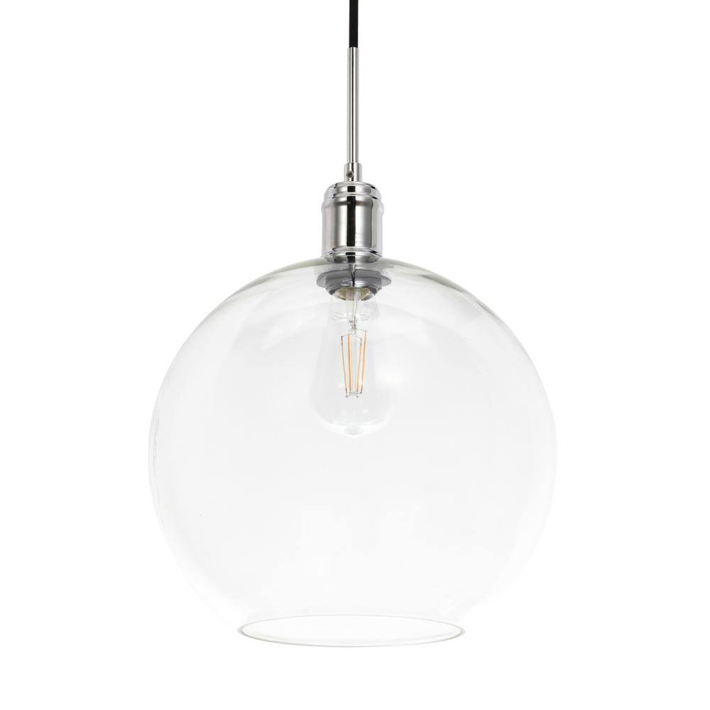 Alt View 3. Living District - Emett 1 light Chrome and Clear glass pendant - Chrome And Clear Glass.