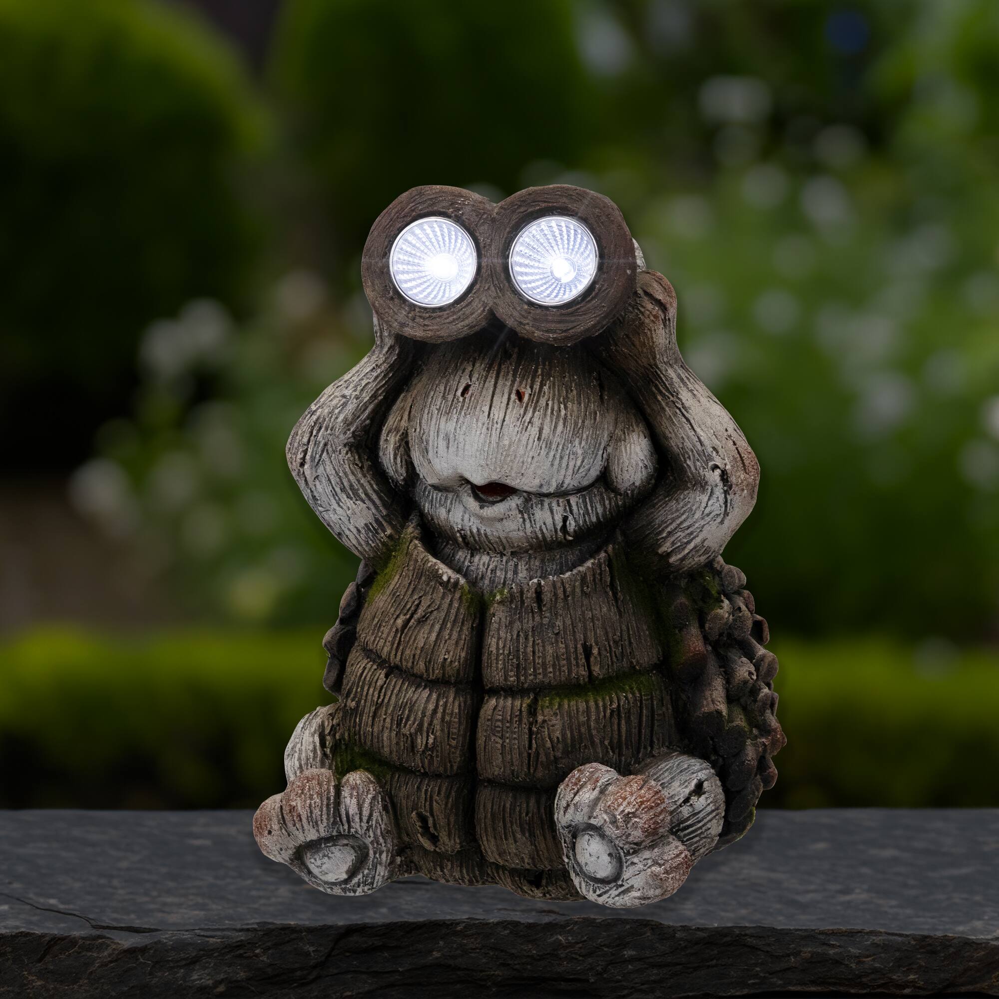 Alt View 2. Northlight - Turtle with Binoculars Outdoor Solar Lighted Garden Statue - 11.5" - Gray.