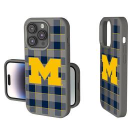 Keyscaper - NCAA - Michigan Wolverines Plaid Soft Touch iPhone Case - 15 - Gray