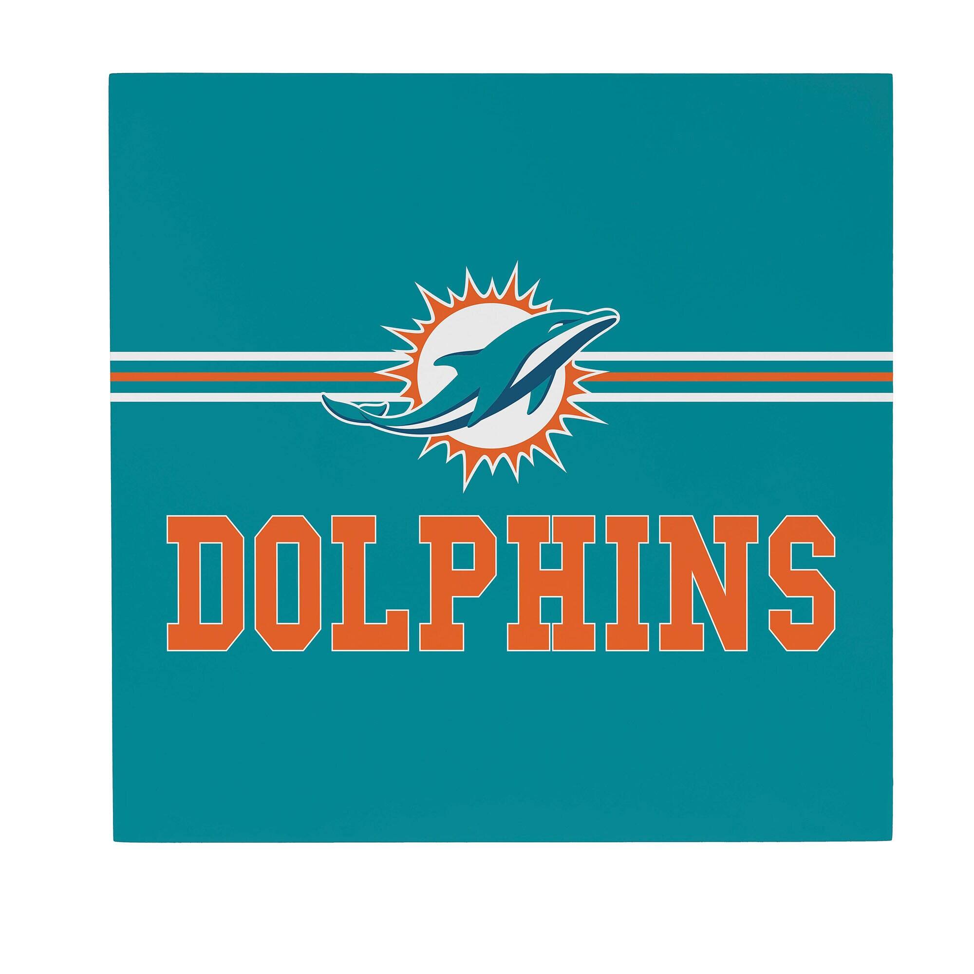 Miami Dolphins 12" x 12" Wood Wall Sign