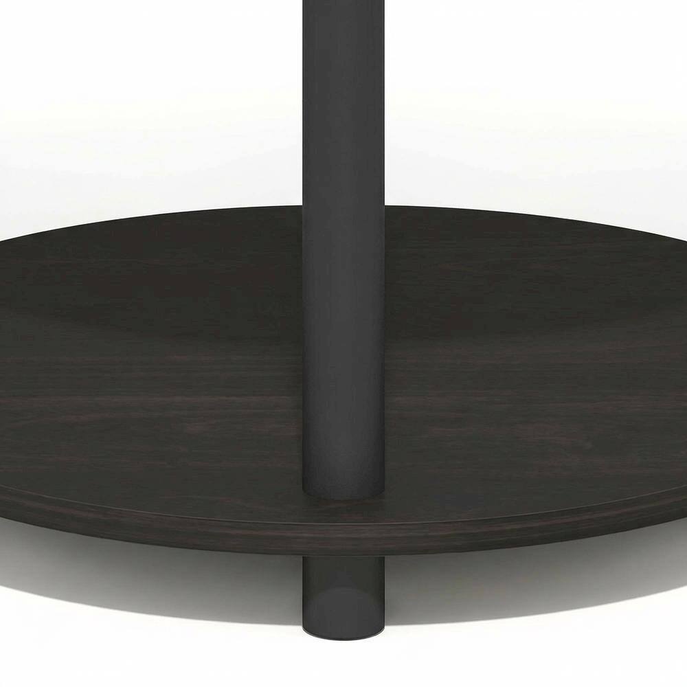 Alt View 2. FurniFact - Espresso 3-Tier Oval Nightstand with Open Shelving Bedside Table - Espresso/Black.