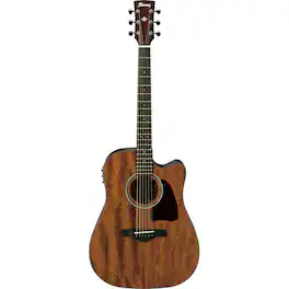 Ibanez - Artwood Series AW54CE Cutaway Dreadnought Acoustic Electric Guitar, Rosewood Fretboard, Open Pore Natural