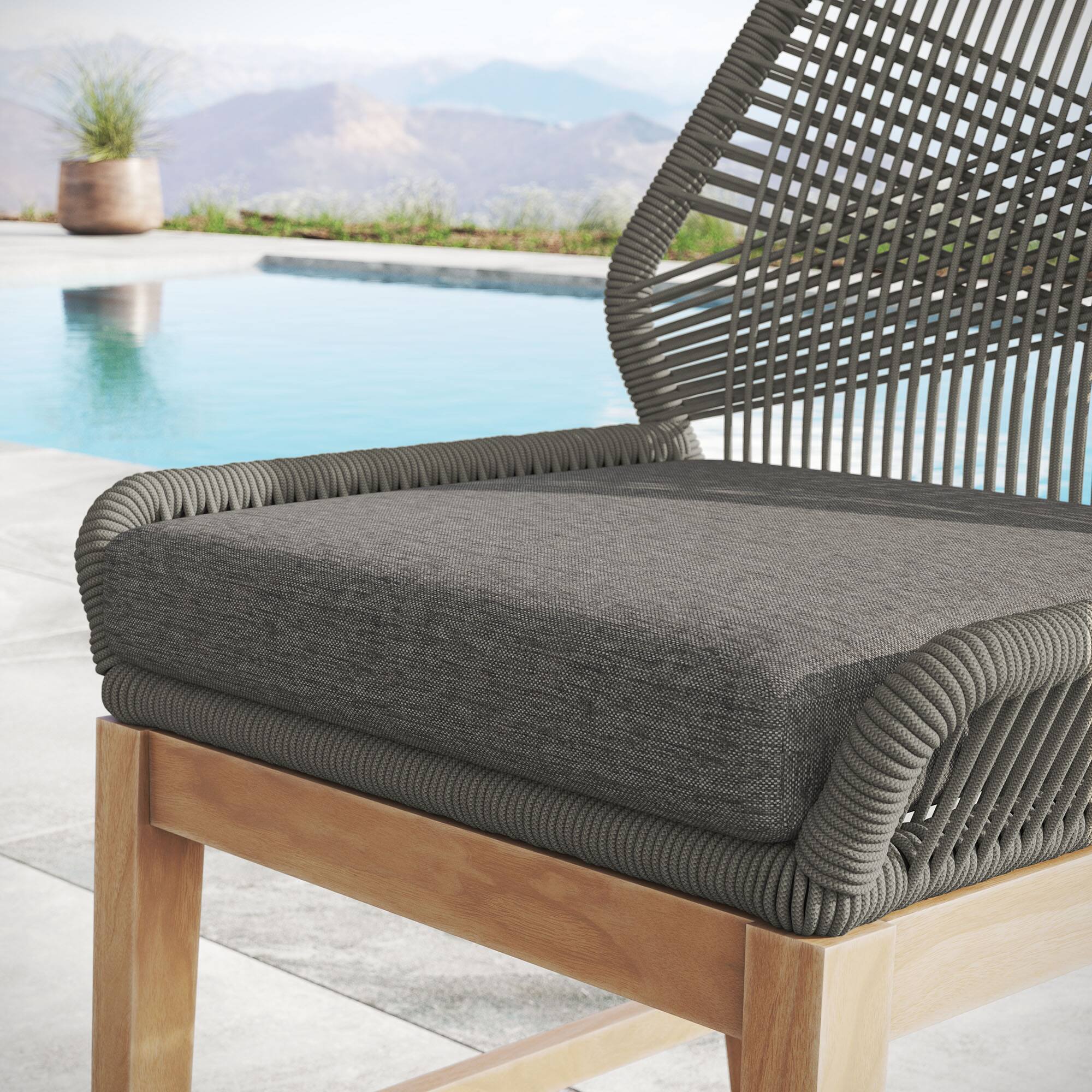 Alt View 1. Modway - Wellspring Outdoor Patio Teak and Rope Counter Stool by Modway - Gray Graphite.