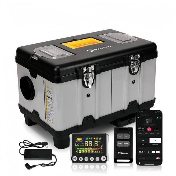 Sunster - 8KW TB10 Toolbox Diesel Heater, AC110-240V DC12V 24V, Heating and ventilation, One click direct switch, Bluetooth - Gray