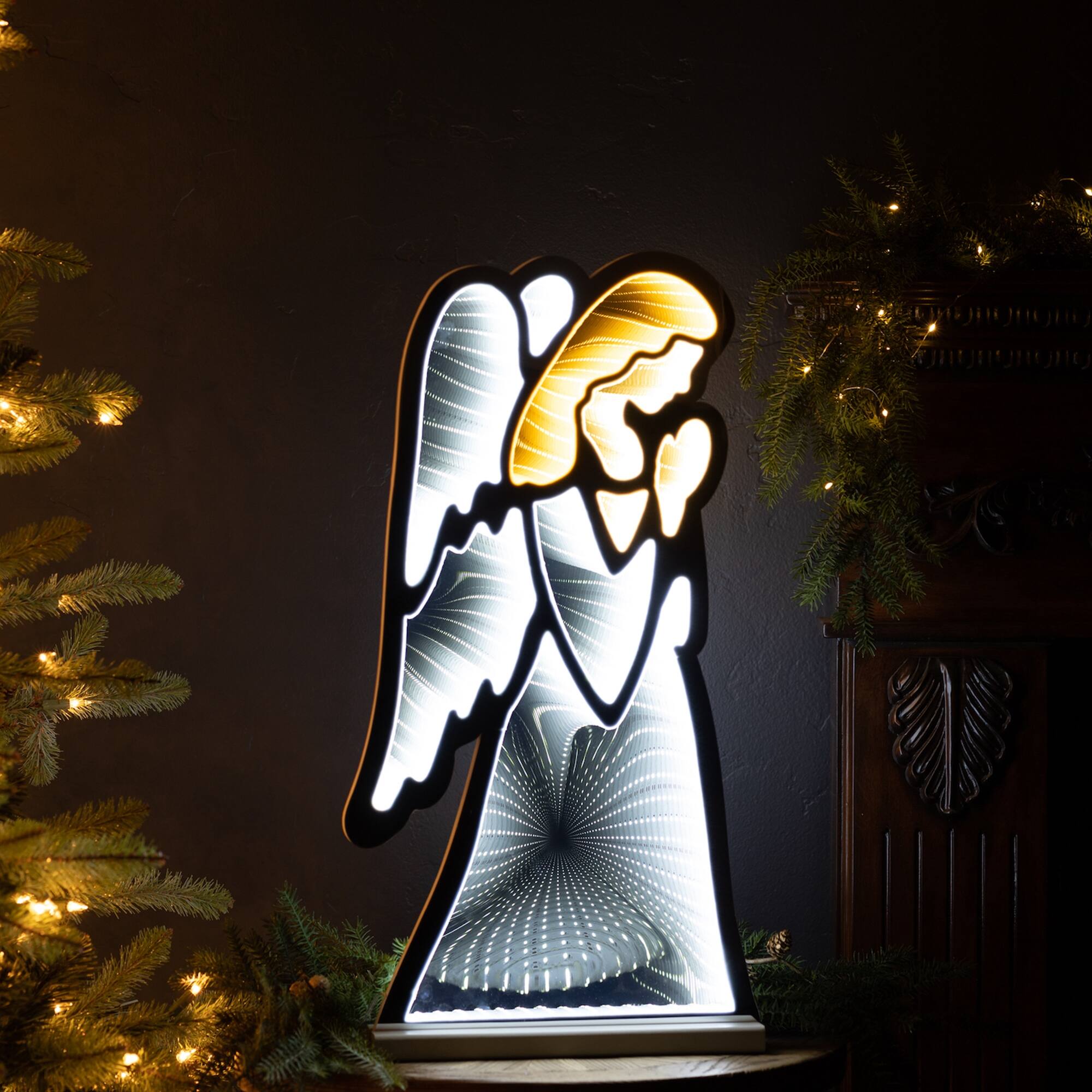 Angle. BreeBe - Holiday Angel Ekko Light Display 24.5" - White, Yellow.