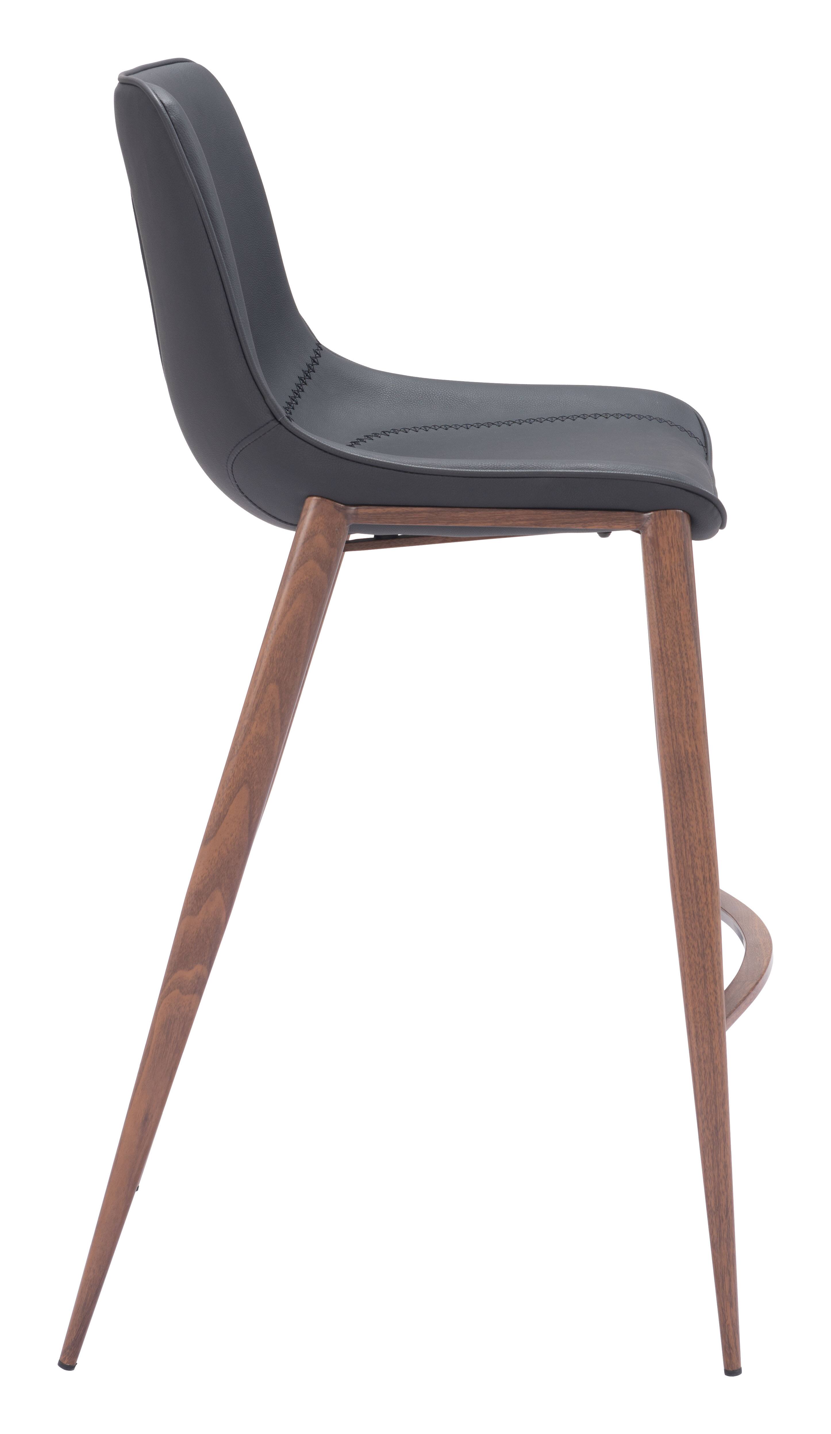 Back. Hivvago - Magnus Barstool (Set of 2) Black & Walnut - Black & Walnut.