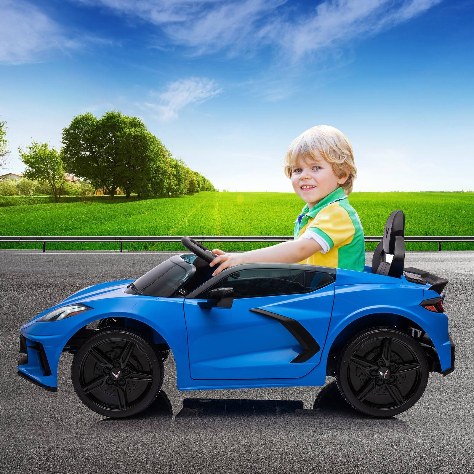 Alt View 6. Jojoka - 12V Kids Ride on Car Licensed Corvette Battery Powered Car for Toddles Electric Sports Car Toy with Remote Control.