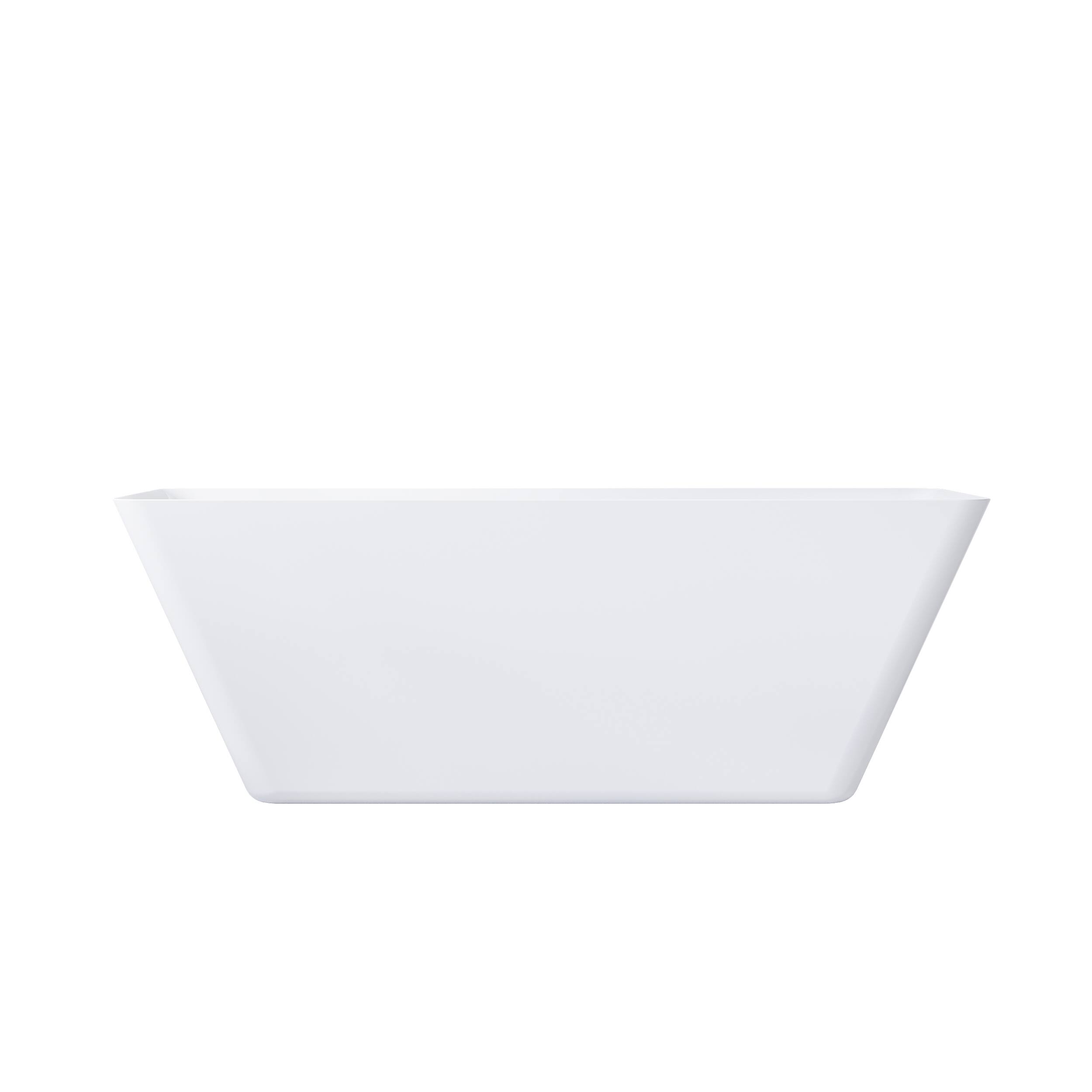 Alt View 10. WELLFOR - Square 66 in. Acrylic Flat Bottom Double Ended Freestanding Soaking  Bathtub with Drain and Overflow - White.