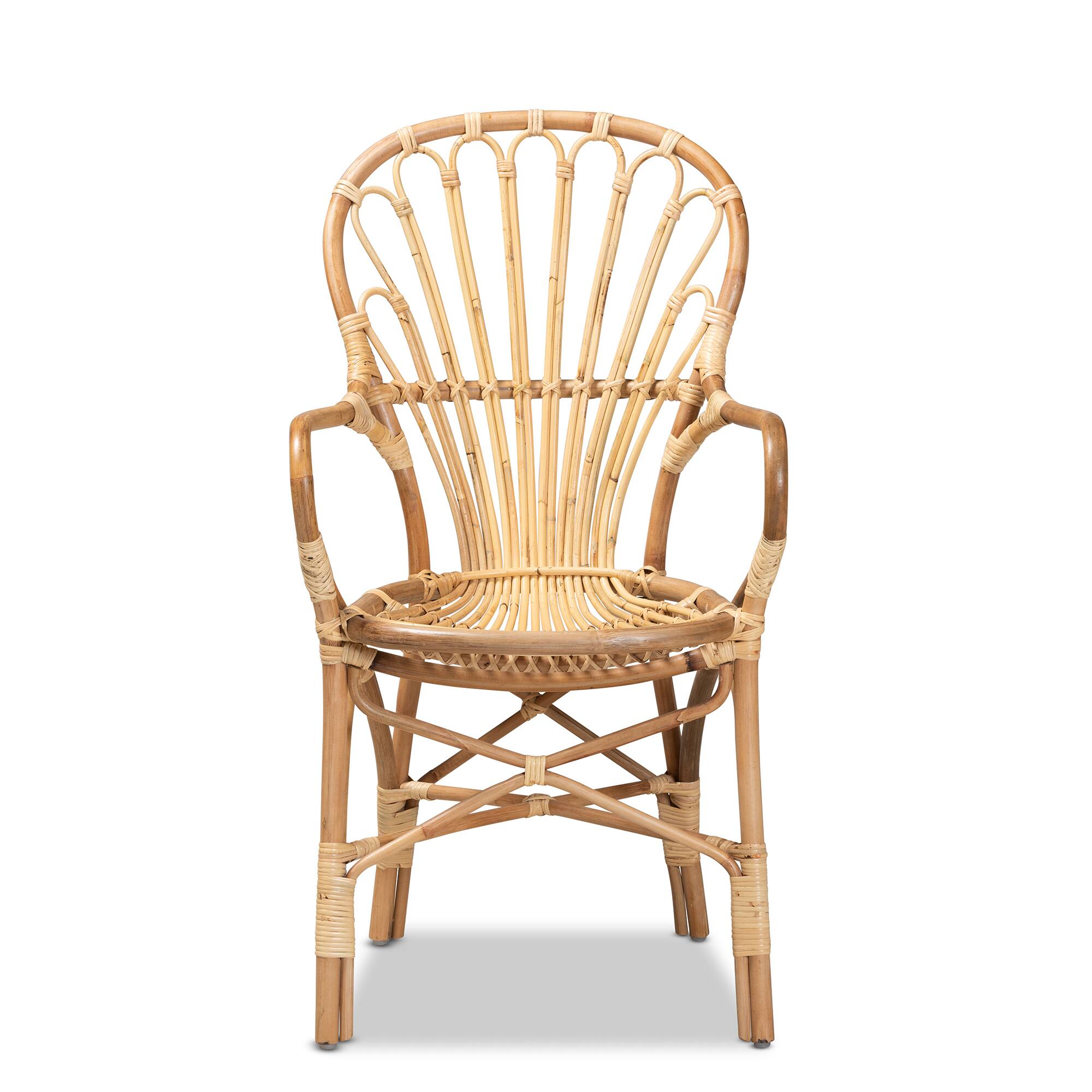Angle. bali & pari - Sheraton Modern and Contemporary Natural Finished Rattan Dining Chair - Natural.