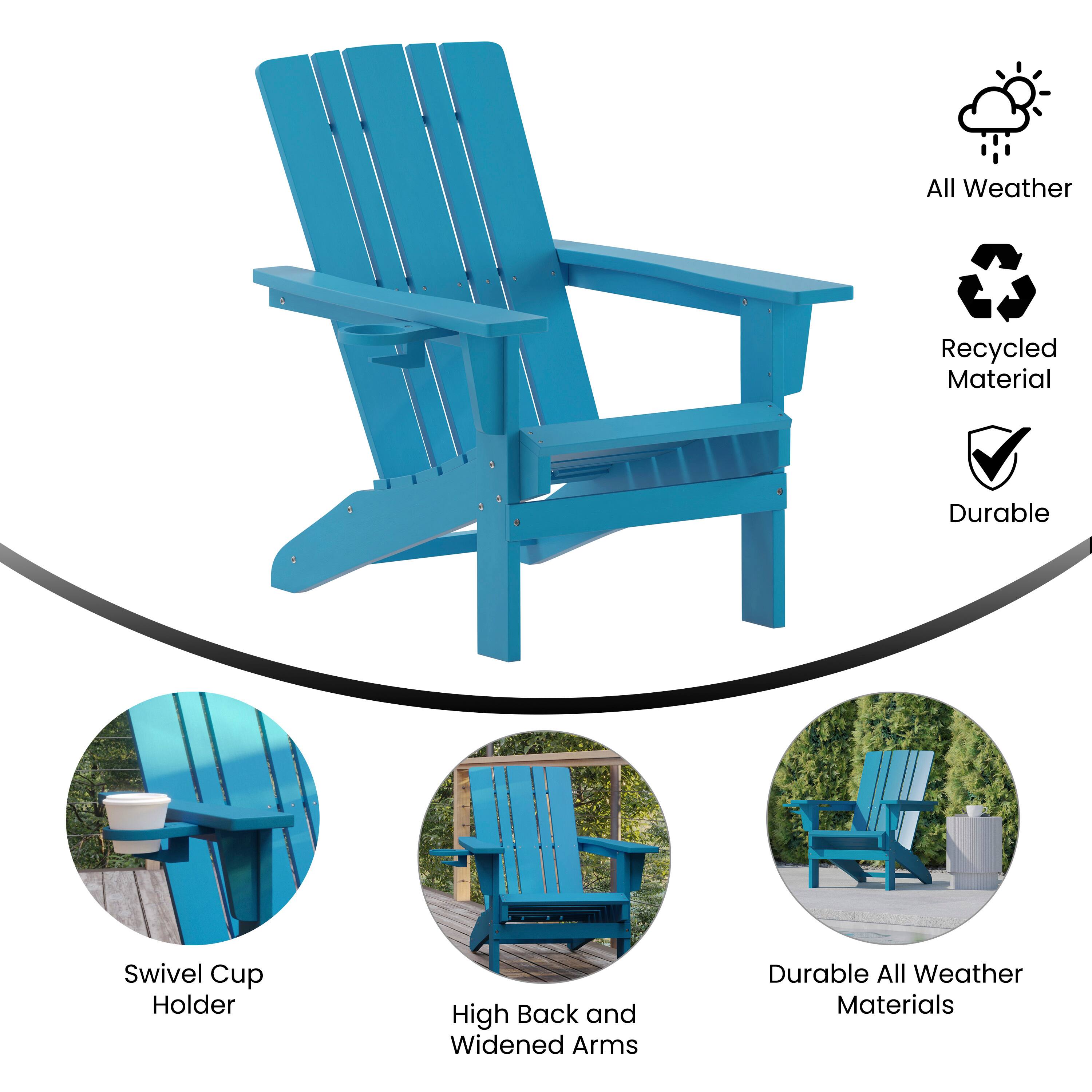 All Weather Recycled Material Durable Swivel Cup Holder High Back and Widened Arms Durable All Weather Materials