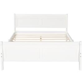 GOODSILO - Full Size Wood Platform Bed with Headboard and Wooden Slat Support - White
