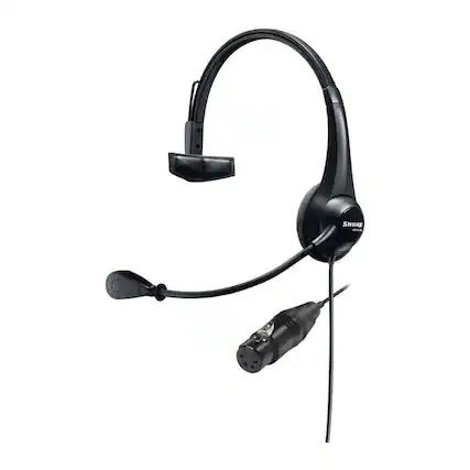 Front. Shure - Shure Lightweight Single-Sided Broadcast Headset with Neutrik 4-Pin XLR-F Cable.