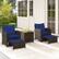Alt View 3. Costway - 5 PCS Patio Rattan Furniture with 2 Wicker Ottomans & Tempered Glass Coffee Table - Navy + Mix Brown.