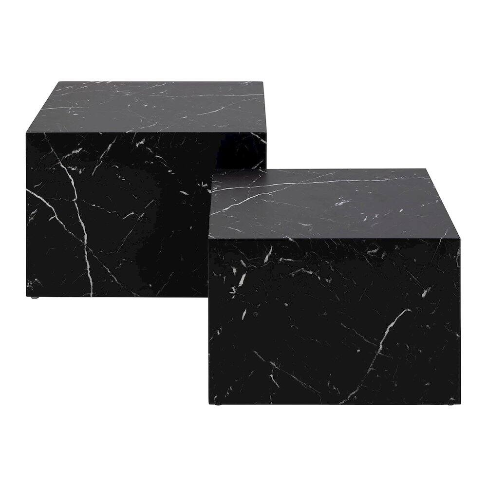 Alt View 1. Caffoz - Nesting Coffee Tables - Set of 2 Square Faux Marble Design - Marble Black.