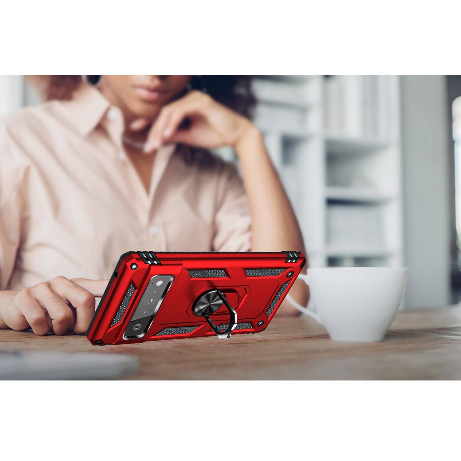 Alt View 16. SaharaCase - Kickstand with Belt Clip Case for Google Pixel 6 Pro - Red.