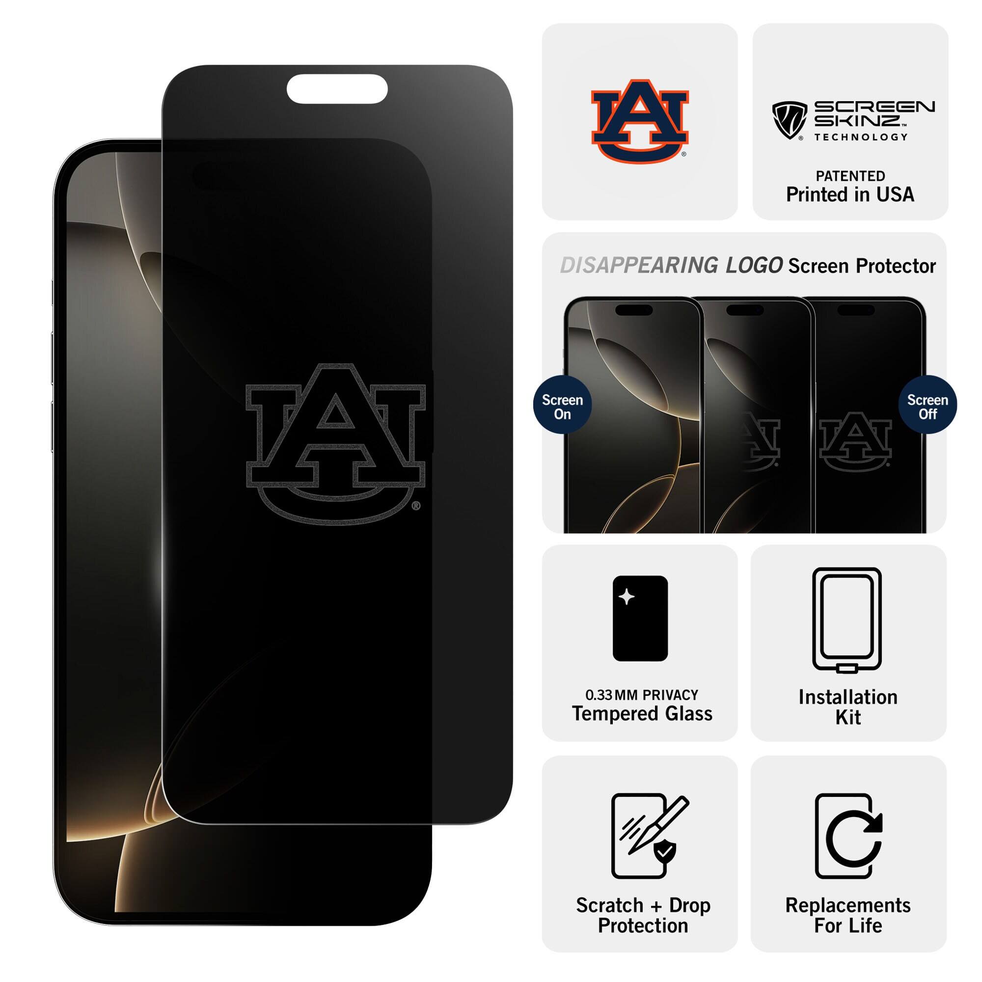 Screen Skinz Auburn Tigers iPhone Privacy Screen Protector 17 Pro ...