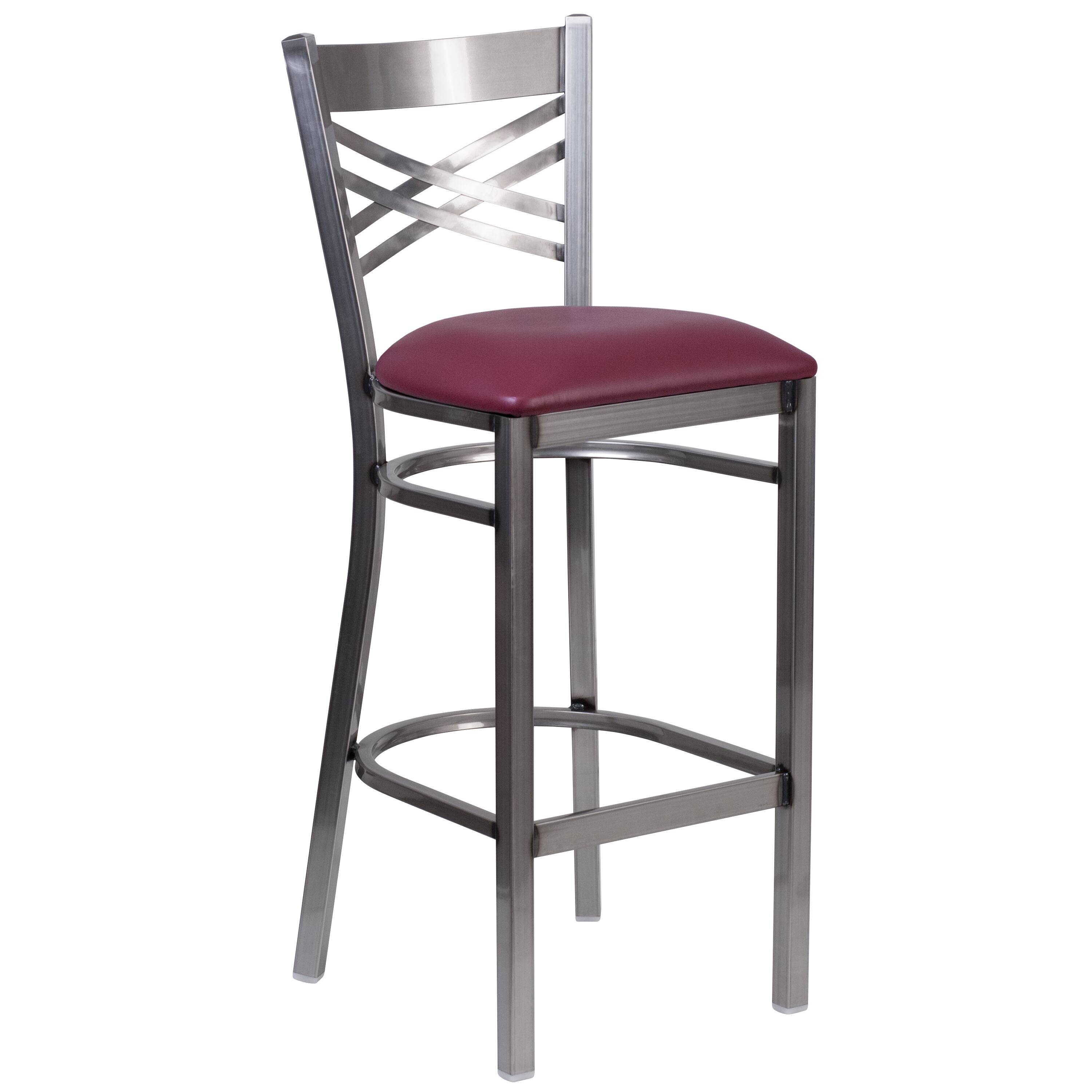 Burgundy Vinyl Seat/Clear Coated Metal Frame